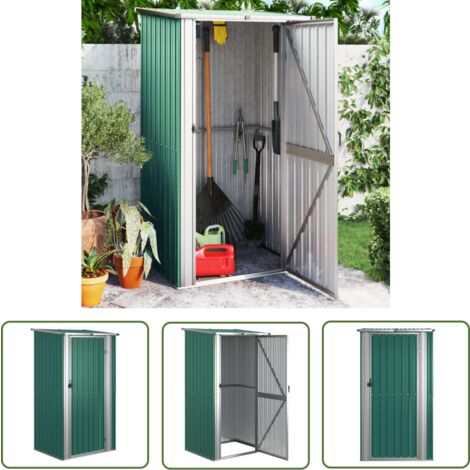 The Living Store Abri de jardin Vert 118,5x97x209,5 cm Acier galvanisé - Abri De Jardin - Abri Extérieur - Rangement Extérieur - Outillage - Protection Des Outils