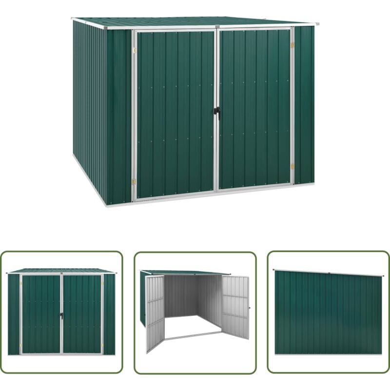The Living Store Abri de jardin Vert 195x198x159 cm Acier galvanisé - Abri De Jardin - Abri Extérieur - Stockage Jardin - Outillage - Équipement
