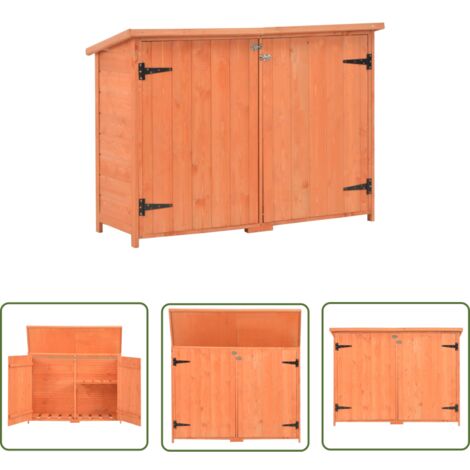 The Living Store Abri de stockage de jardin 128x42x91 cm Bois - Abri De Jardin - Abri De Rangement - Cabane De Jardin - Rangement Extérieur - Outillage