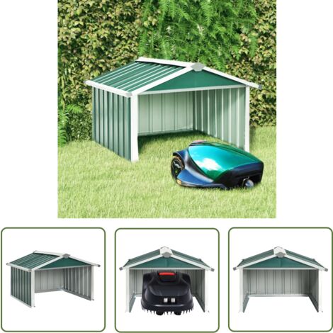 The Living Store Abri tondeuse robot de jardin 92x97x63 cm Acier galvanisé Vert - Abri Tondeuse Robot - Abri Jardin - Abri Pour Robot Tondeuse - Protection Robot Tondeuse - Rangement Robot Tondeuse