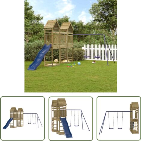 The Living Store Aire de jeux d'extérieur bois de pin imprégné - Aire De Jeux Extérieur - Jeux D'enfants - Jouet Bois - Équipement De Jardin - Espace De Jeux