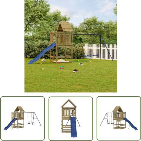 The Living Store Aire de jeux d'extérieur bois de pin imprégné - Jeux D'extérieurs - Aire De Jeux - Bois - Enfant - Jouet Extérieur