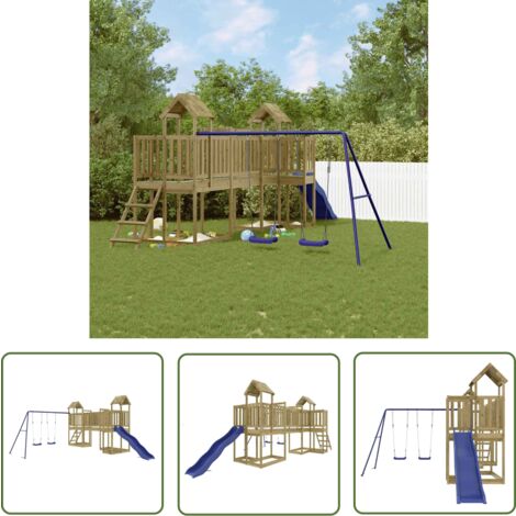 The Living Store Aire de jeux d'extérieur bois de pin imprégné - Jeux D'extérieurs - Aire De Jeux - Maisonnettes De Jeu - Bois - Enfant