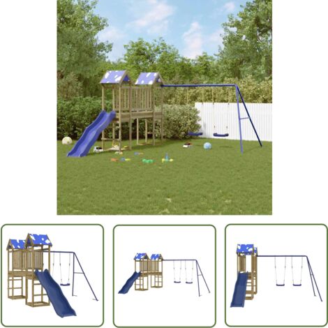 The Living Store Aire de jeux d'extérieur bois de pin imprégné - Jeux D'extérieurs - Aires De Jeux - Jardin Enfant - Jouet Extérieur - Maisonnettes En Bois