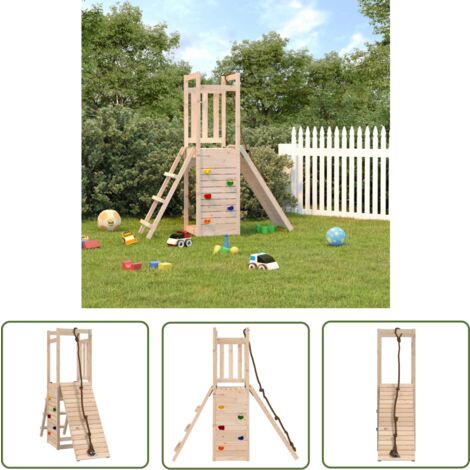 The Living Store Aire de jeux d'extérieur bois de pin massif - Ensemble De Jeux Extérieur - Aire De Jeux - Jouet En Bois - Jeux D'enfants - Jardin