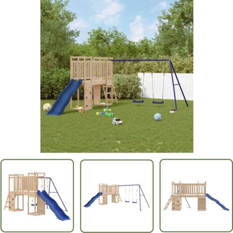 The Living Store Aire de jeux d'extérieur bois de pin massif - Jeux D'extérieurs - Aire De Jeux - Jouet Enfant - Jardin - Espace De Jeux