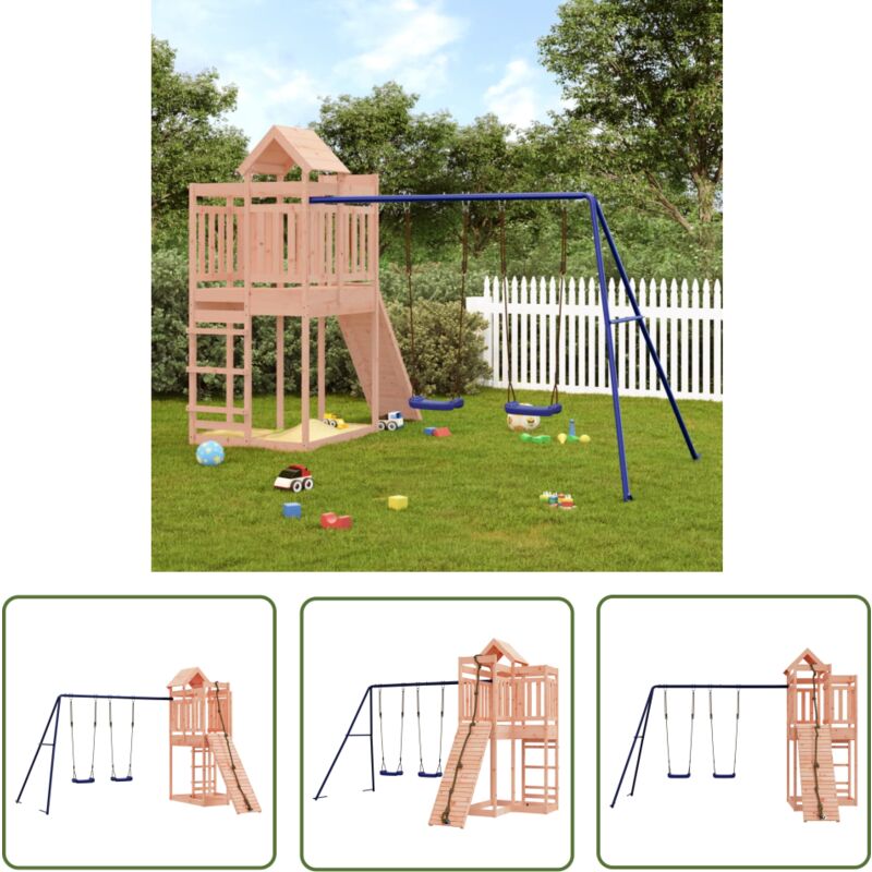 Aire de jeux d'extérieur bois massif de douglas - Aire De Jeux Extérieur - Jouet Enfant - Jeux De Plein Air - Toboggan - Balançoires - The Living