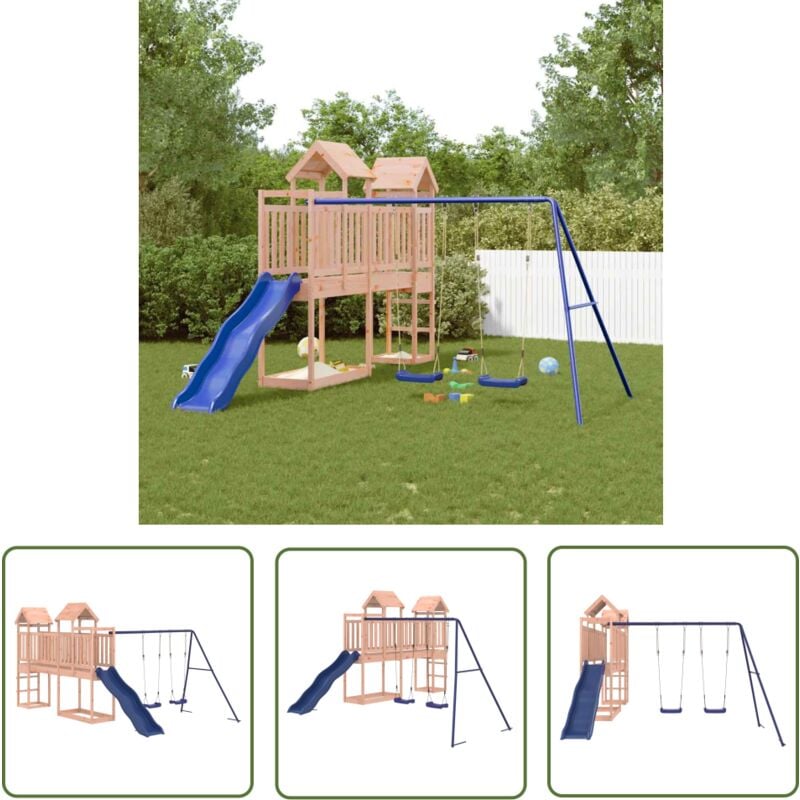 Aire de jeux d'extérieur bois massif de douglas - Aire De Jeux Extérieur - Jouet Enfant - Jeux De Plein Air - Toboggan - Balançoires - The Living
