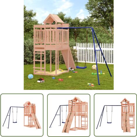 The Living Store Aire de jeux d'extérieur bois massif de douglas - Aire De Jeux Extérieur - Jeux D'enfants - Jouet Bois - Toboggan Enfant - Échelle Enfant