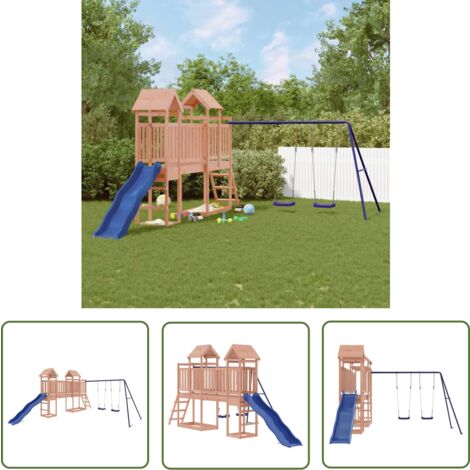 The Living Store Aire de jeux d'extérieur bois massif de douglas - Jeux D'extérieurs - Aire De Jeux - Toboggan - Balançoires - Jeux En Bois