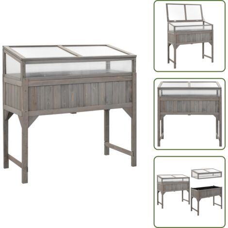 The Living Store Aiuola Rialzata con Copertura Serra 110x54x120cm Abete Massello - Fioriera da giardino
