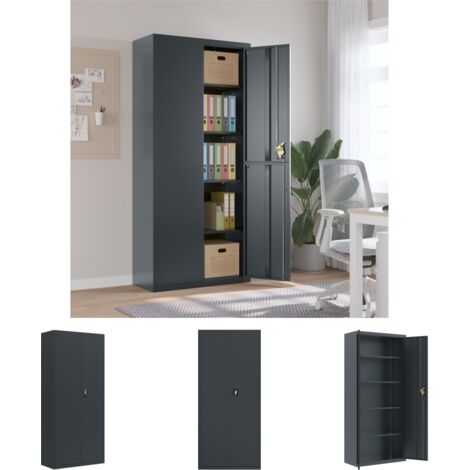 The Living Store Aktenschrank Anthrazit 90x40x200 cm Stahl - Aktenschränke