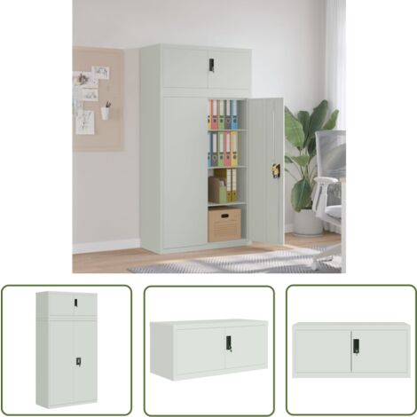 The Living Store Aktenschrank Hellgrau 90x40x180 cm Stahl - Aktenschrank - Schreibtischschrank - Büroschrank - Metallschrank - Aufbewahrungsbox