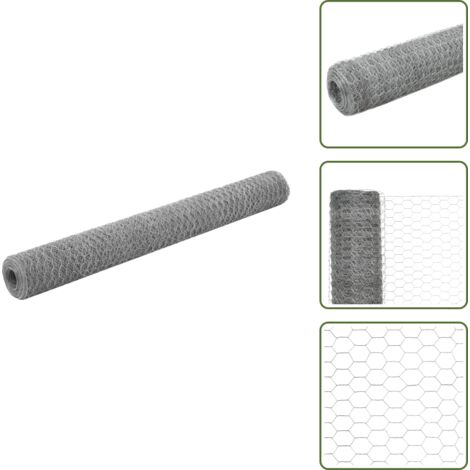 The Living Store Alambrada de gallinero acero galvanizado plateado 25x1,2m - Alambre para vallar