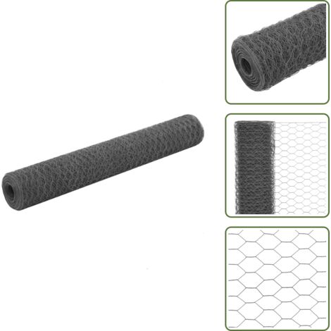 The Living Store Alambrada de gallinero acero revestimiento PVC gris 25x1 m - Alambre de acero