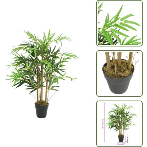 The Living Store Albero Bambù Artificiale 500 Foglie 80 cm Verde - Bambù artificiale