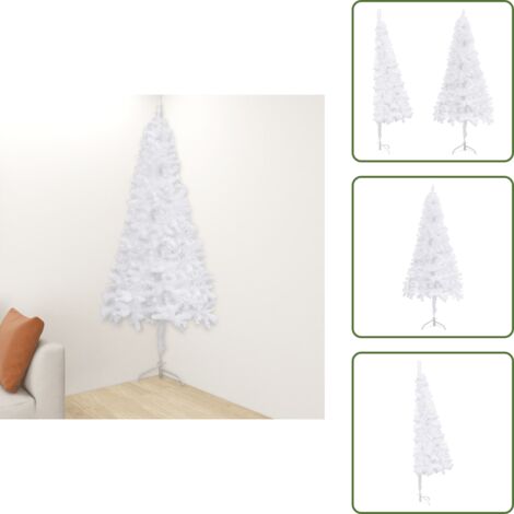 The Living Store Albero di Natale Artificiale ad Angolo Bianco 240 cm PVC - Albero di Natale Angolare