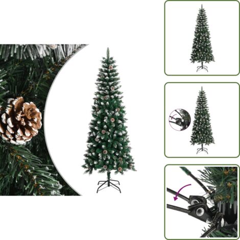 The Living Store Albero di Natale Artificiale con Base Verde 240 cm PVC - Albero di Natale con Base