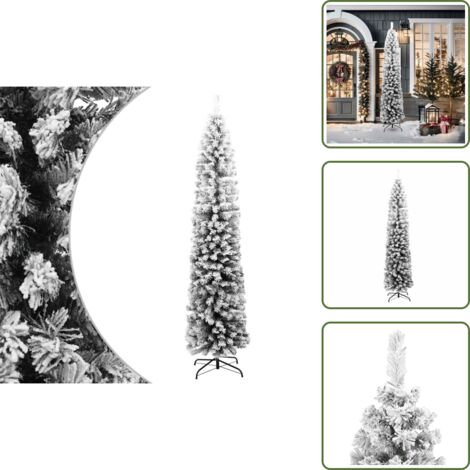 The Living Store Albero di Natale Artificiale con Neve Fioccata Verde 210 cm PVC - Neve floccata