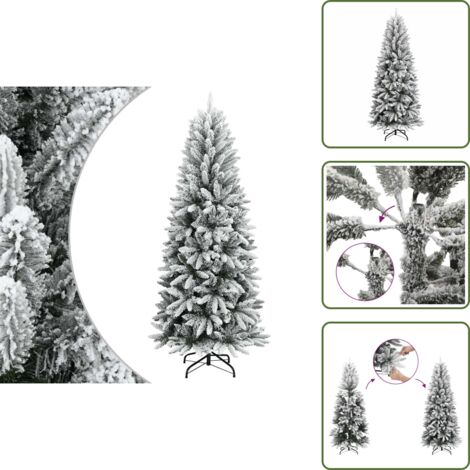 The Living Store Albero di Natale Artificiale con Neve Floccata 120 cm PVC e PE - Neve floccata