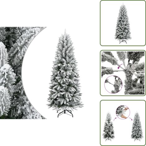 The Living Store Albero di Natale Artificiale con Neve Floccata 150 cm PVC e PE - Neve floccata