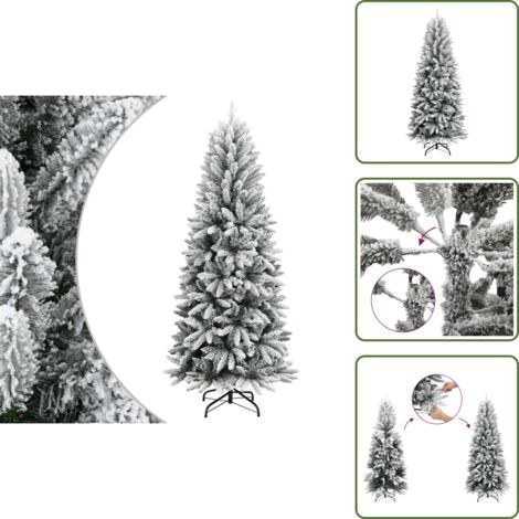The Living Store Albero di Natale Artificiale con Neve Floccata 180 cm PVC e PE - Neve floccata