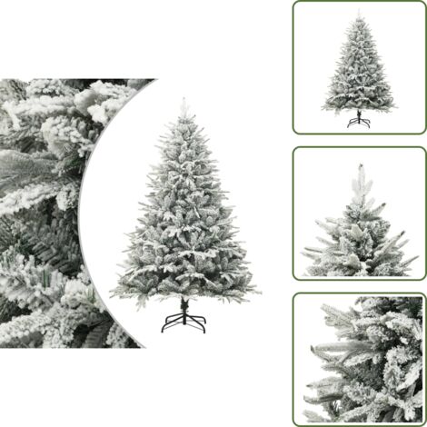 The Living Store Albero di Natale Artificiale con Neve Verde 210 cm in PVC e PE - Albero di Natale in PVC