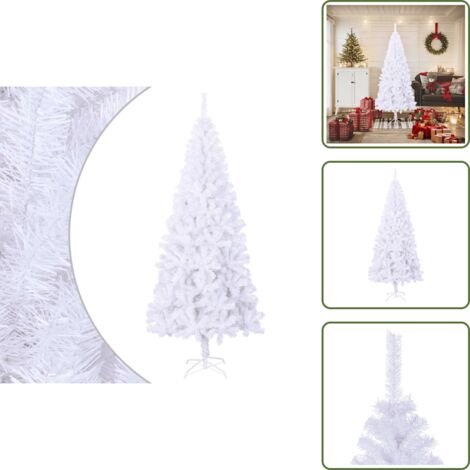 The Living Store Albero di Natale Artificiale con Supporto 180 cm 620 Rami - Albero di Natale Bianco