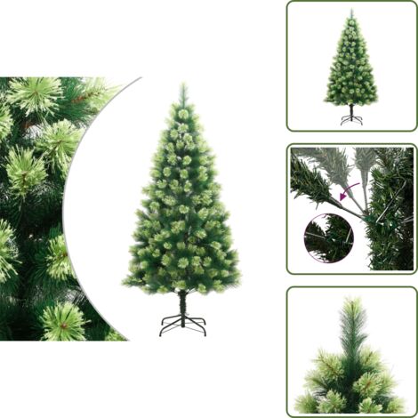 The Living Store Albero di Natale Artificiale Incernierato con Base 210 cm - Albero di Natale Incernierato