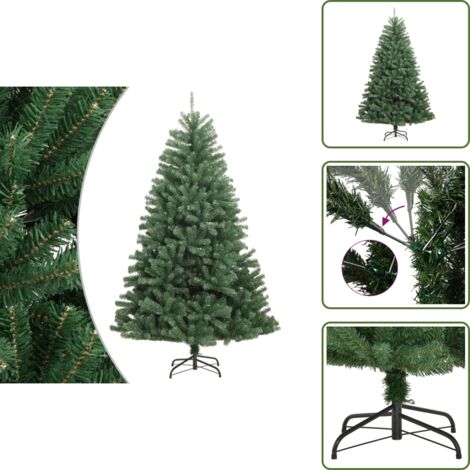 The Living Store Albero di Natale Artificiale Incernierato con Base Verde 150 cm - Albero di Natale incernierato