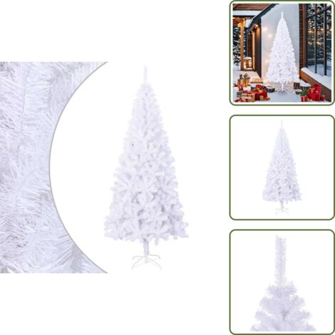 The Living Store Albero di Natale Artificiale L 240 cm Bianco - Albero di Natale in PVC