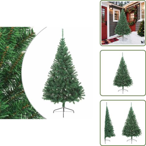 The Living Store Albero di Natale Artificiale Metà con Supporto Verde 210 cm PVC - Albero di Natale in PVC