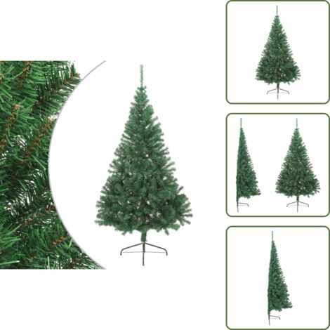 The Living Store Albero di Natale Artificiale Metà con Supporto Verde 240 cm PVC - Albero di Natale in PVC