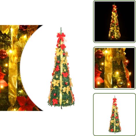 The Living Store Albero di Natale Artificiale Pop-up con 150 LED Verde 180 cm - Illuminazione LED