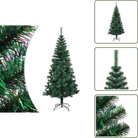 The Living Store Albero di Natale Artificiale Punte Iridescenti Verde 240 cm PVC - Albero di Natale con Punte Iridescenti