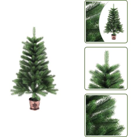The Living Store Albero di Natale Artificiale Realistico con Punte 65 cm Verde - Albero di Natale realistico