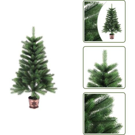The Living Store Albero di Natale Artificiale Realistico con Punte 90 cm Verde - Albero di Natale realistico
