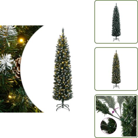 The Living Store Albero di Natale Artificiale Sottile con 150 LED 150 cm - Luci a LED