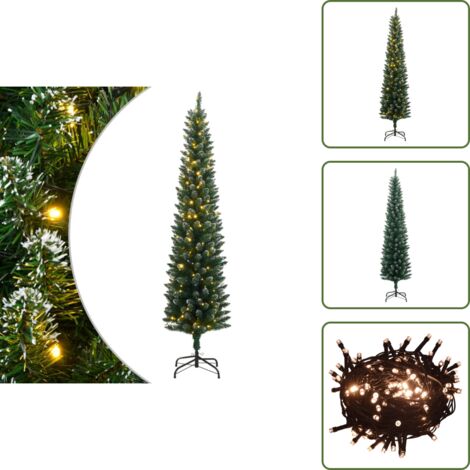The Living Store Albero di Natale Artificiale Sottile con 300 LED 180 cm - Albero di Natale LED