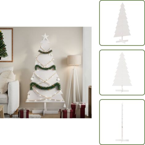The Living Store Albero di Natale Decorativo Bianco 150 cm in Legno di Pino - Decorazione Natale