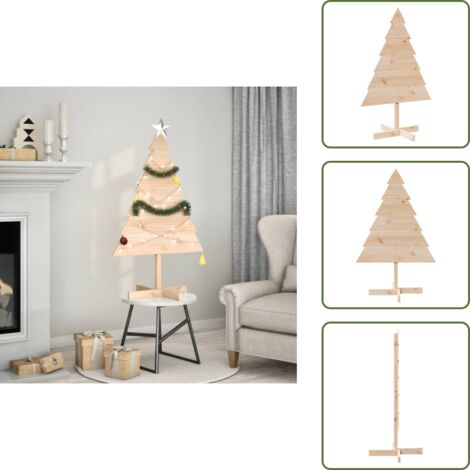 The Living Store Albero di Natale Decorativo in Legno 110 cm in Legno Massello - Decorazione Natale