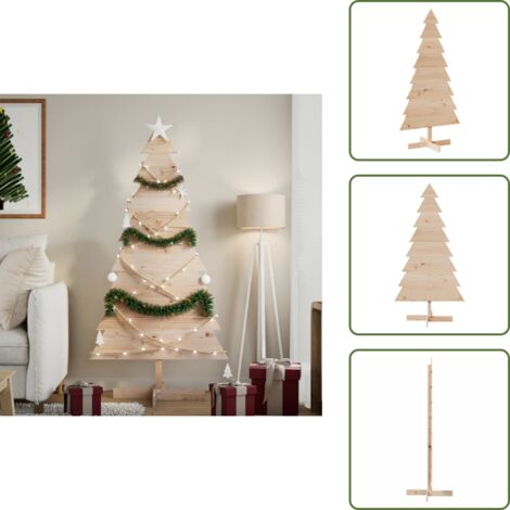 The Living Store Albero di Natale Decorativo in Legno 150 cm Legno Massello Pino - Decorazione per casa