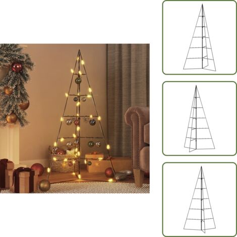 The Living Store Albero di Natale Decorativo in Metallo Nero 100 cm - Decorazione fai da te
