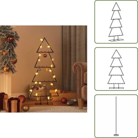 The Living Store Albero di Natale Decorativo in Metallo Nero 125 cm - Decorazione fai da te