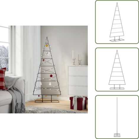 The Living Store Albero di Natale Decorativo in Metallo Nero 150 cm - Decorazione fai da te