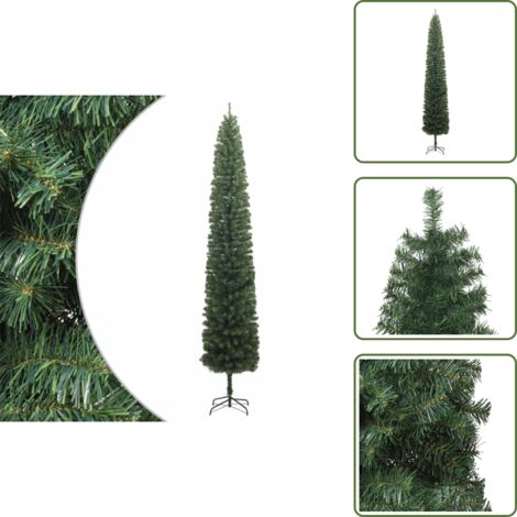 The Living Store Albero di Natale Sottile con Base 300 cm in PVC - Albero di Natale sottile