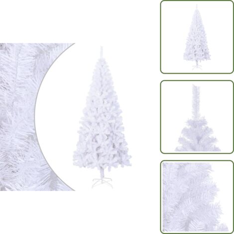 The Living Store Albero Natale Artificiale con Supporto Acciaio 210 cm 910 Rami - Albero di Natale Bianco