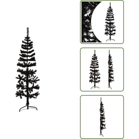 The Living Store Albero Natale Artificiale Sottile a Metà e Supporto Nero 120 cm - Albero di Natale Sottile