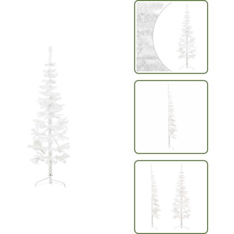 The Living Store Albero Natale Artificiale Sottile a Metà Supporto Bianco 150 cm - Albero di Natale Sottile