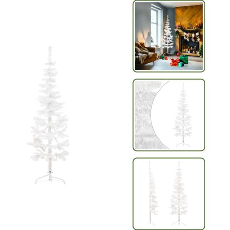 The Living Store Albero Natale Artificiale Sottile a Metà Supporto Bianco 180 cm - Albero di Natale sottile